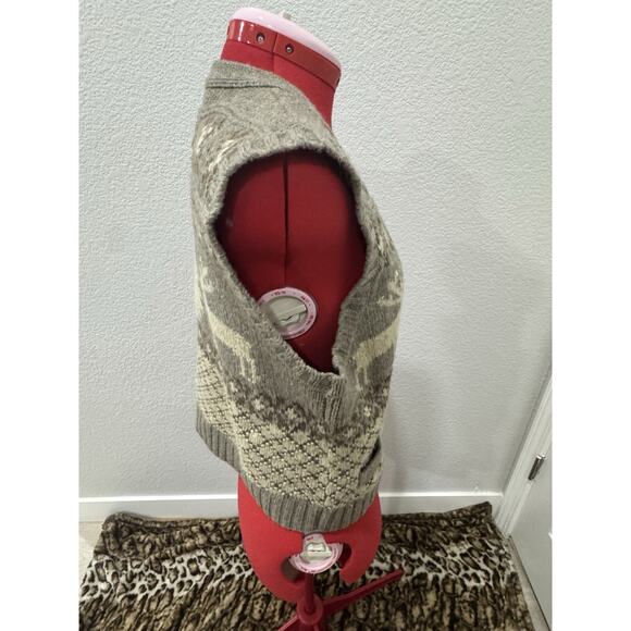 Wool Blend Sweater Vest Gray Beige Fair Isle Reindeer Christmas Winter Holiday - Picture 4 of 7